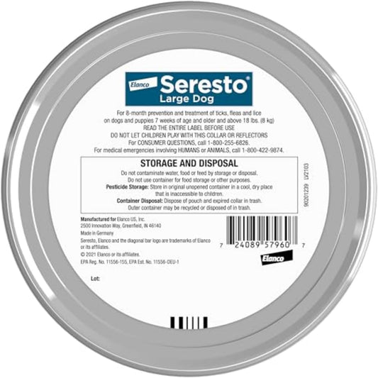 Seresto Large Dog Vet-Recommended Flea & Tick Treatment & Prevention Collar for Dogs Over 18 lbs. | 2-Pack( 30% Off )