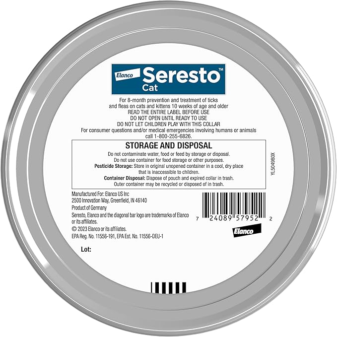 Seresto Cat Vet-Recommended Flea & Tick Treatment & Prevention Collar for Cats | 8 Months Protection ( Pack 2 )