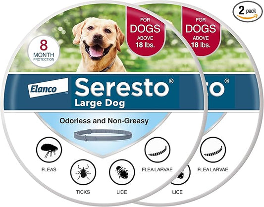 Seresto Large Dog Vet-Recommended Flea & Tick Treatment & Prevention Collar for Dogs Over 18 lbs. | 2-Pack( 30% Off )